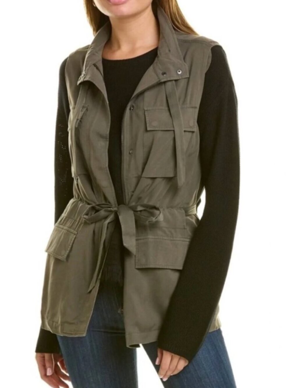 Go By GoSilk Women's Safari Cargo Utility Vest Olive Green Multi Pocket S